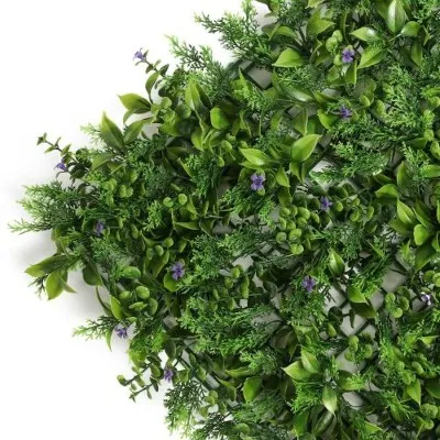 屋外の人工ツゲの木の生垣植物草の植物